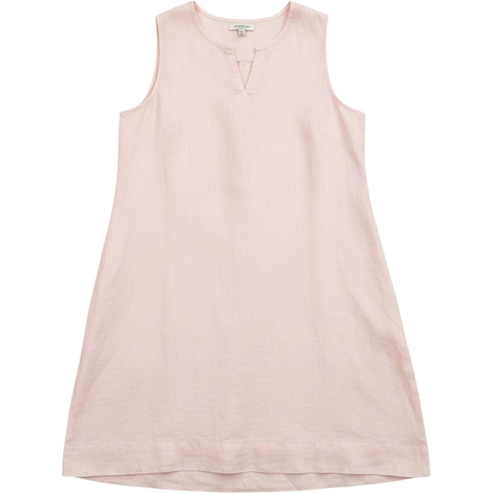 Lulu-B Linen Midi Dress XL Pink Sleeveless Shift Tunic Pocket Coastal Resort NEW